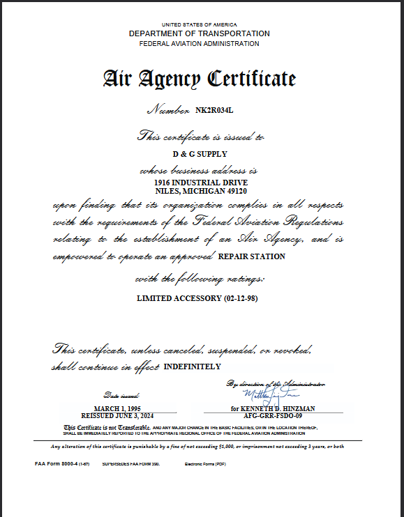 Air Agency Certificate